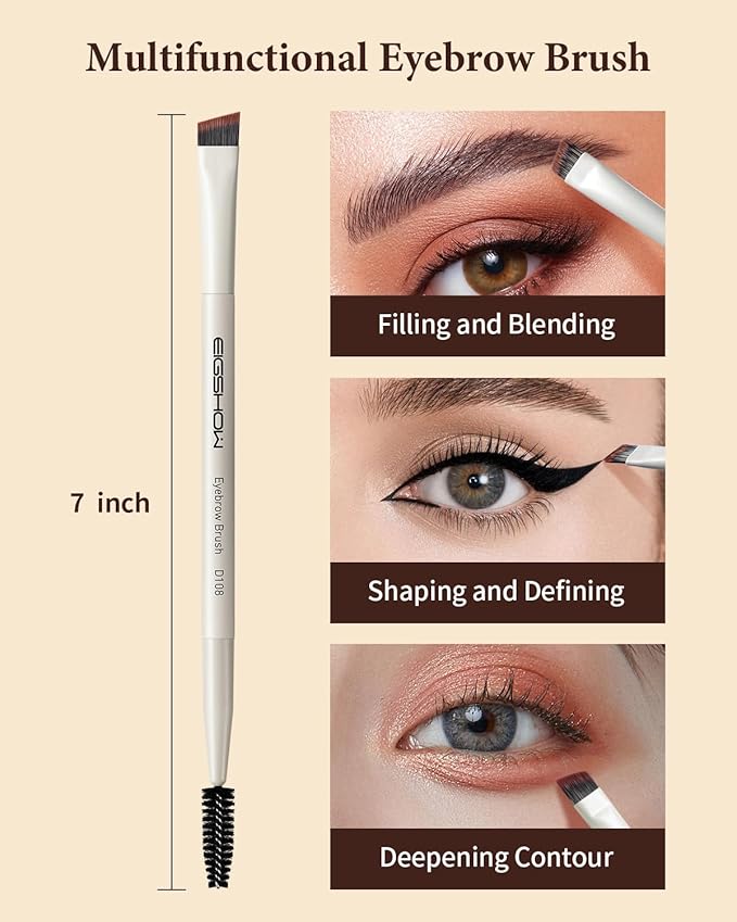 Eyebrow Brush, Dual-ended Angled Eyebrow Brush for Brows or Lashes D108 - Black-Velvo Beauty