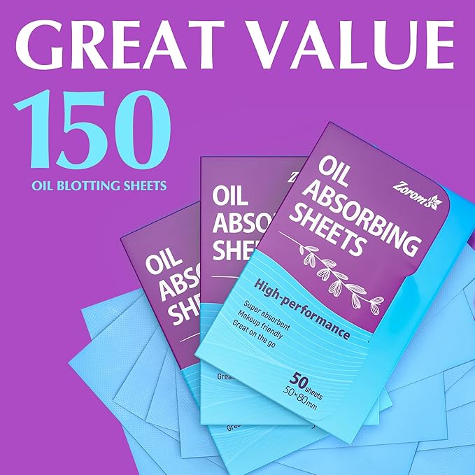 Premium Oil Absorbing Sheets for Face - 3 pack (150 sheets) - Makeup Friendly Oil Blotting Sheets for Face - Blotting Papers for Face with Oily Skin-Velvo Beauty