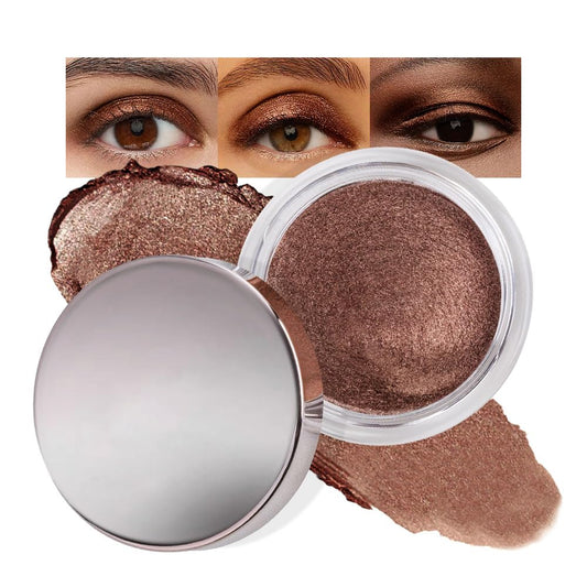Cream Glitter Brown Shimmer Metallic Eyeshadow Palette Makeup, Natural Single Mini Instant Holographic Eyeshadow For Women, Sombras Crema Para Ojos, Talc, Paraben & Cruelty Free-Velvo Beauty