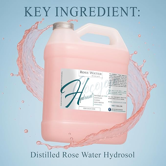 Rose Hydrosol Spray Cleansing Non GMO Facial Toner for Face Body Locs Rose Water Hydrating Face Mist, for Hydration Pure & Natural Hydrosol for All Skin Types - COCOJOJO - Bulk 128 OZ - 1 Gallon-Velvo Beauty