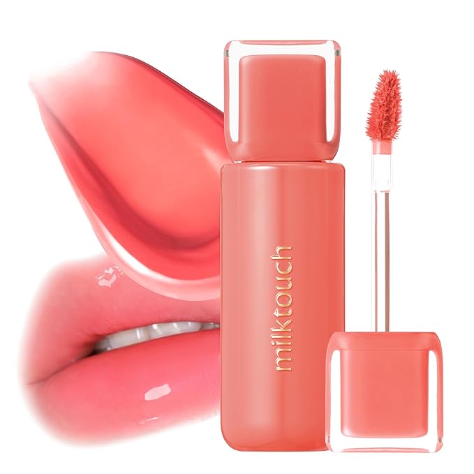 MILKTOUCH Jelly Fit Lip Tint (01 New Peach Bear) with Cooling Plumping Effect and Water-Based Non-Sticky Texture | Long Lasting Korean Beauty Lipstain Tinted Gloss Oil Brown K Makeup-Velvo Beauty