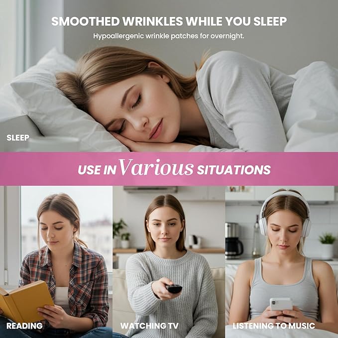 New Anti Facial Wrinkle Patches: Anti Wrinkle Patches Overnight - Smile Line Pathces - Facial Wrinkle Patche for Forehead, Smile Line, Under Eye 144 Pcs (1 Count (Pack of 144), Unscented)-Velvo Beauty