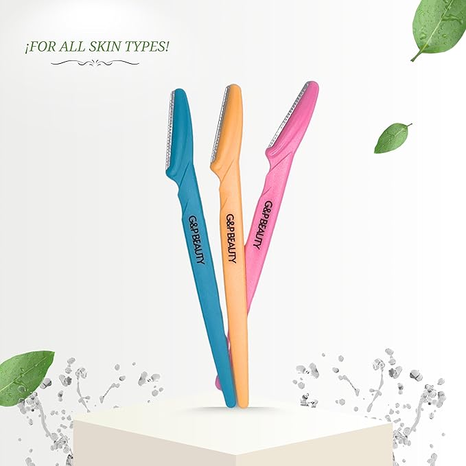 G&P BEAUTY Precision Face & Eyebrow Dermaplaning Kit - 3 Exfoliating Razors with Precision Covers for Women, ideal Gift.-Velvo Beauty