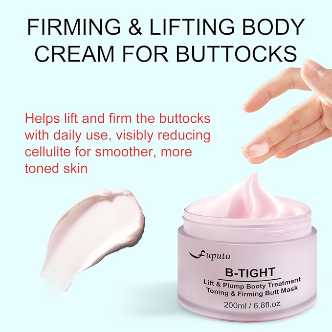 B-TIGHT Body Cream, 200ml Leave-On Booty Enhancing Mask, Firming & Moisturizing Cream, Leave-On Cellulite Mask - Improves Skin Tightness in Buttock Area, Lift sagging skin - 6.76 oz-Velvo Beauty