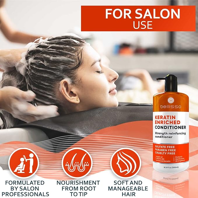 Keratin Conditioner – Sulfate and Paraben Free Deep Treatment for Dry, Damaged Hair - Salon Formula - For Curly, Color Treated, Straight and Frizzy Hair – for Women and Men to Repair Split Ends-Velvo Beauty