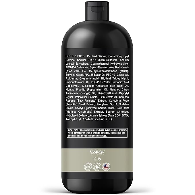 Tea Tree Oil Shampoo with Castor Oil, DHT Blockers, Itchy Scalp Relief, Supports Fuller Hair, Cleanses Dandruff & Buildup, For Men & Women, Made in USA, 16 fl oz-Velvo Beauty