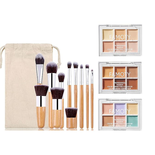3 Pack Highlight & Contour Pro Palette, with 11 Pcs Premium Makeup Brushes, Waterproof Long-Lasting Full Face Cosmetics Cream Contour 18 Colors Full Makeup Kit for Women Birthday Gift-Velvo Beauty