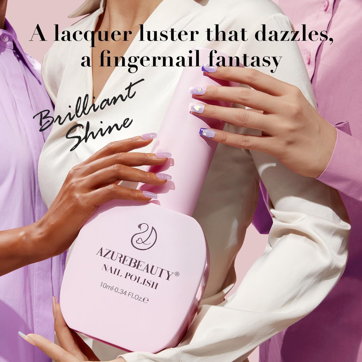 AZUREBEAUTY Nail Polish Set Fast Drying Glitter Pink Purple Spring Summer 4 Colors Lilac Nail Polish Natural Nail Lacquer Fingernail Kit with Top Coat DIY Salon Home-Velvo Beauty