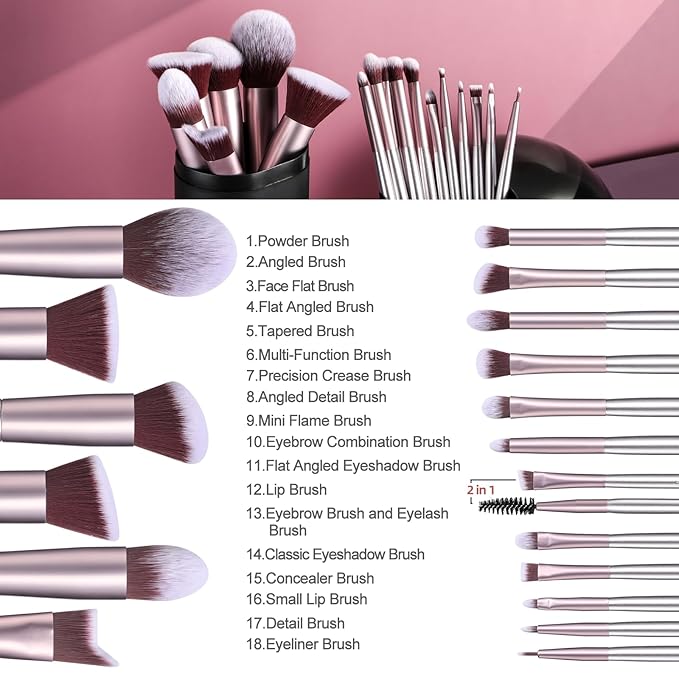 BS-MALL Makeup Brush Set 18 Pcs Premium Synthetic Foundation Powder Concealers Eye shadows Blush Makeup Brushes with black case-Velvo Beauty