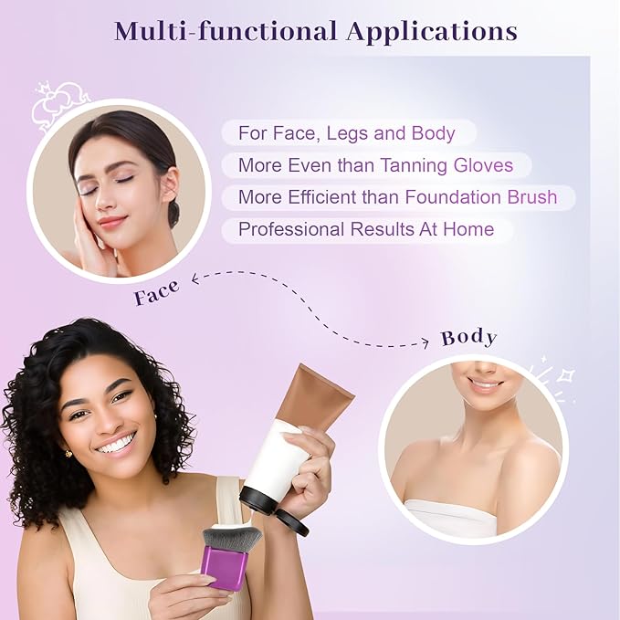 Yoseng Self Tanner Brush for Body & Face - Kabuki Makeup Brush for Self-Tanner,Tanning Mousse,Foundation & Bronzer | Streak-Free Application,Professional Tanning & Body Makeup Tool (Small)-Velvo Beauty