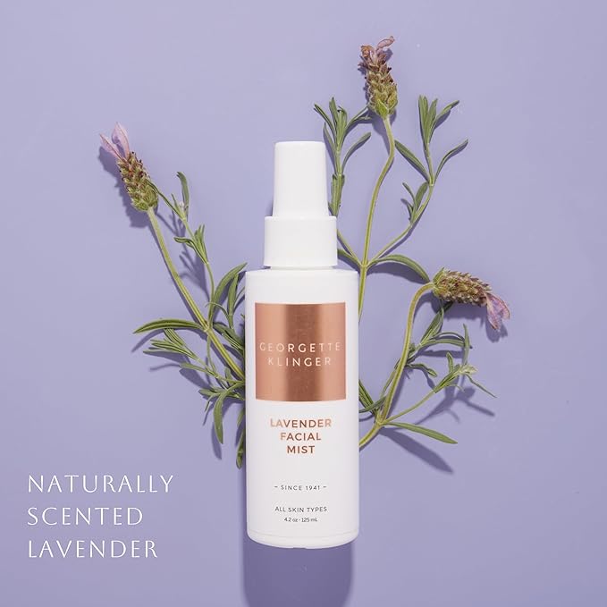 Georgette Klinger Lavender Facial Mist - Moisturizing and Long-Lasting Facial Spray with Aromatherapy, Antioxidants, and Skin-Plumping, Makeup Setting for Dewy, Hydrated Skin - 4.2 oz-Velvo Beauty