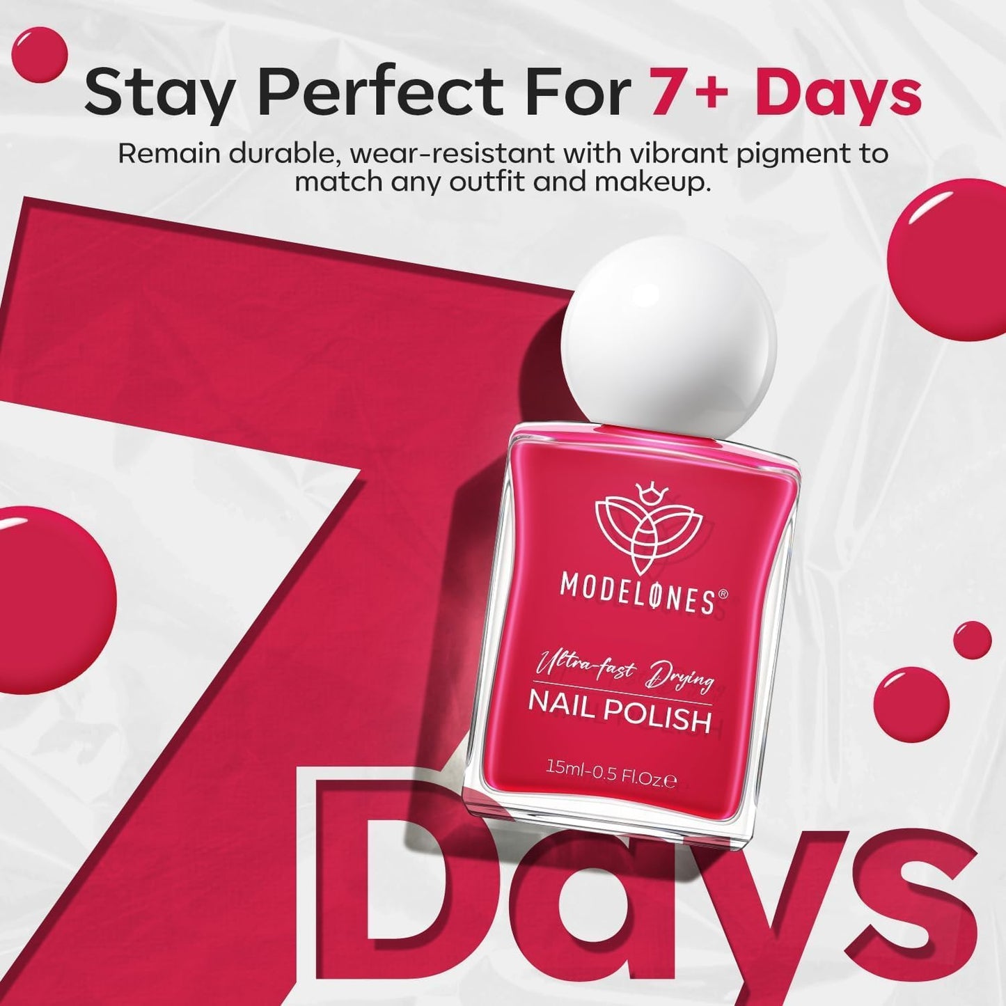 modelones Hot Pink Nail Polish, Magenta Pink 15 ml Quick Dry Nail Lacquer Strengthener Long Last Shine Fingernail Toe Nail Art DIY Home Travel Manicure Gift for Women Girls 0.5 Fl Oz-Velvo Beauty