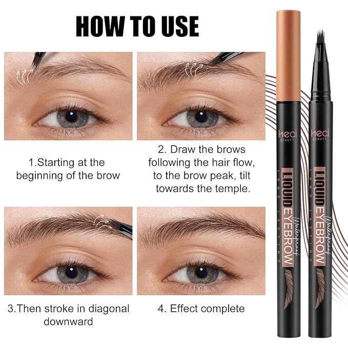 Eyebrow Pen,Angled Brow Brush,Eyebrow Pencils for Women,Natural Brow Pen,Hair-Like Strokes, 24hrs Long-Lasting,Waterproof, Smudge-Proof, Easy to Use,Multiple Uses,Gifts for Her, Dark Brown-Velvo Beauty