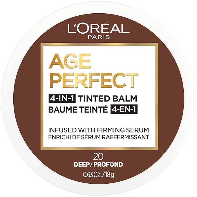 L'Oreal Paris Age Perfect 4-in-1 Tinted Face Balm Foundation with Firming Serum, Deep 20, 0.61 Ounce-Velvo Beauty
