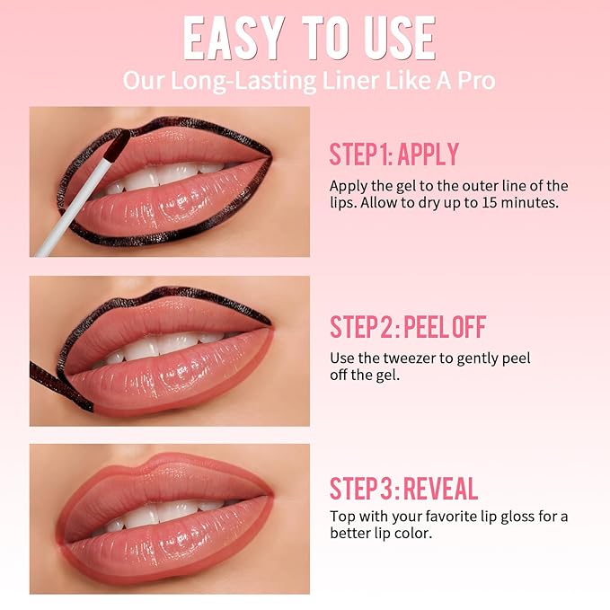 Lip Stain - Lip Liner Stain, Long Lasting Peel Off Lip Stain, Natural Peel Off Lip Liner Stain with Tweezer, Easy to Use, Waterproof, Smudge-proof, Transfer-proof, Mauve-Velvo Beauty