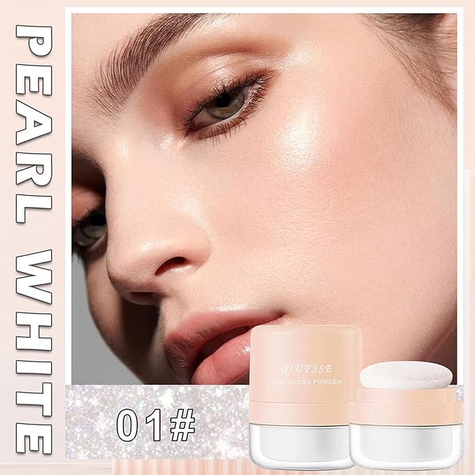 Body Hair Glitter Powder Highlighter Makeup Powder Polvo de Hadas Natural Enhance Facial Contours Lightweight Long-lasting Shimmer Face Body Makeup-Pearl White-Velvo Beauty