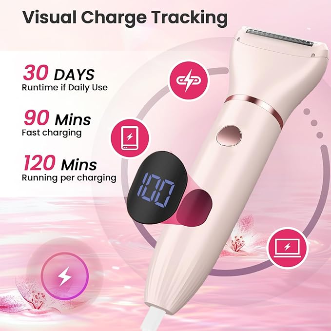 Bikini Trimmer Electric Razors for Women - 3 in 1 Electric Shaver for Women, Waterproof Pubic Hair Trimmers and Facial Hair Remover, Rechargeable Women's Grooming Kit-Velvo Beauty