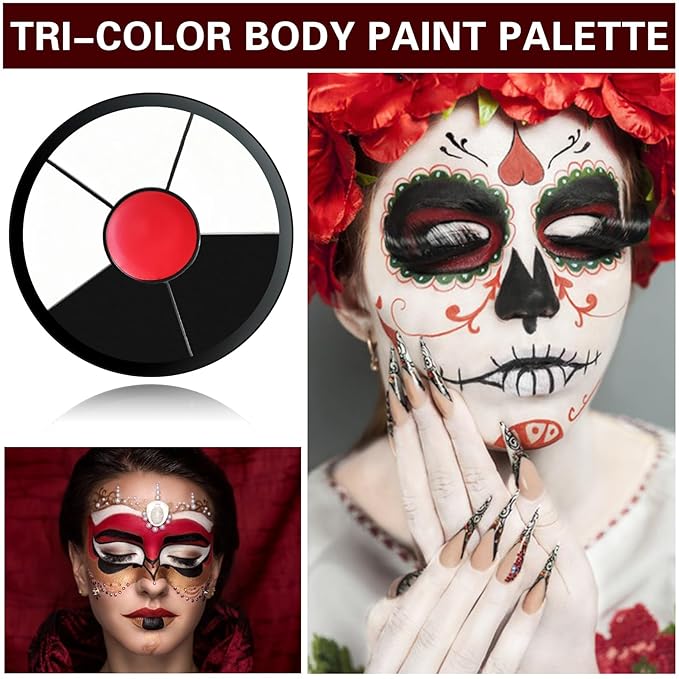 Clown Makeup Kit Black White Red Face Body Paint Palette Halloween Makeup Kit for Sfx Joker Zombie Cosplay Vampire Makeup-Velvo Beauty
