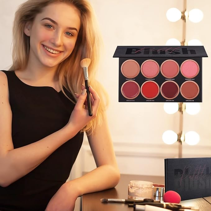 8 Colors Blush Palette,Vegan, Cruelty Free & Hypoallergenic,Women Facial Makeup Plate,Skin Tone Enhancing-Meiyugo-Velvo Beauty