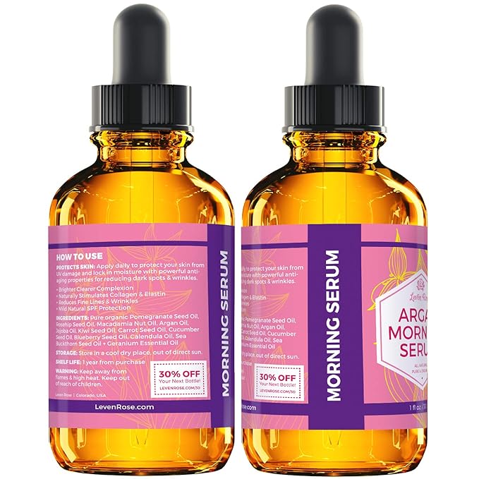 Leven Rose Moroccan Argan Oil Face Serum for Women - 100% Organic Argan Oil Serum for Face – All Natural Pure Argan Oil Hydrating Serum - Anti Aging Serum Against Wrinkles 1 Oz-Velvo Beauty
