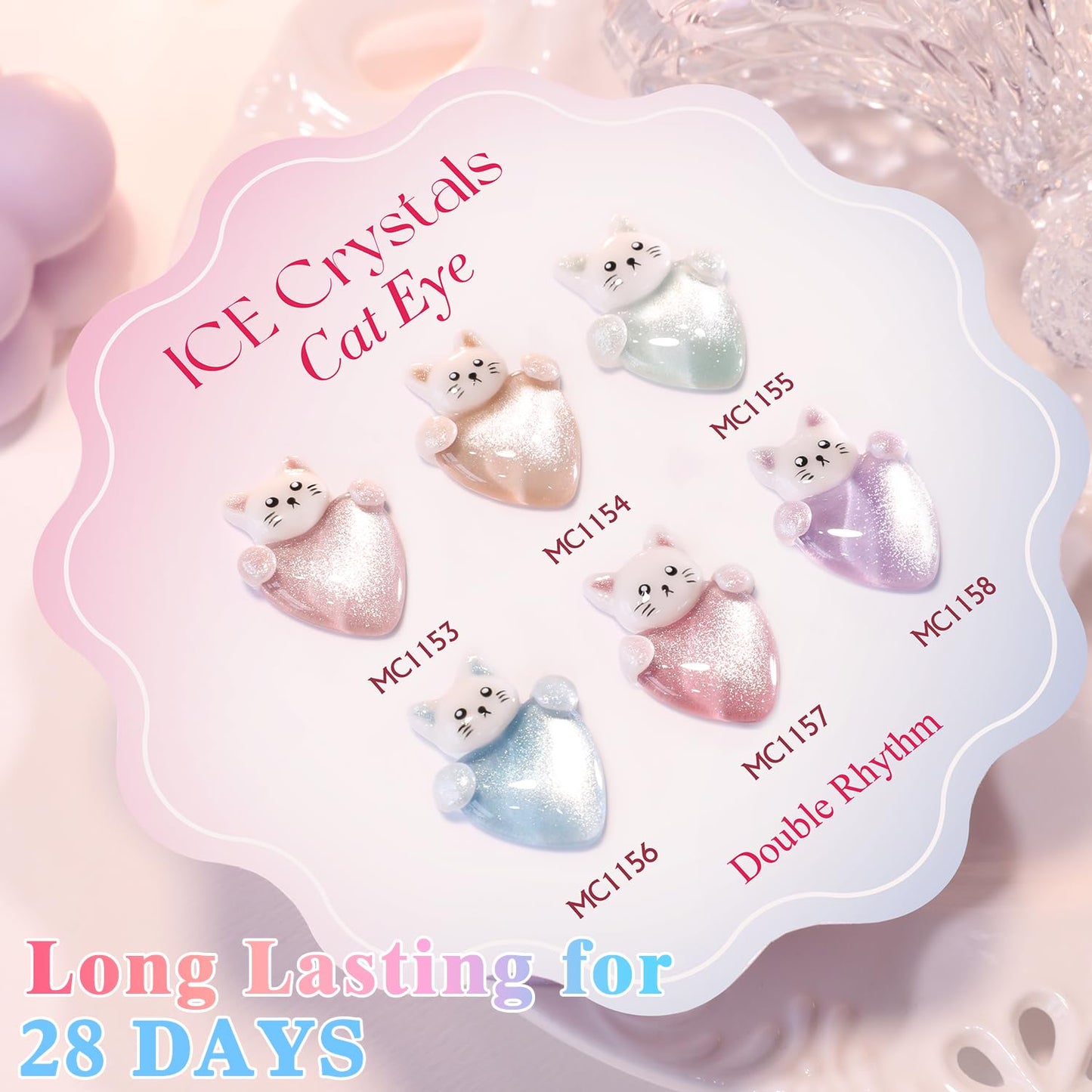 Double Rhythm 6 Colors Cat Eye Gel Polish Set Shimmer Glitter with Magnet Holographic Reflective Magnetic UV Nail Art Kit (6-Kit-47)-Velvo Beauty