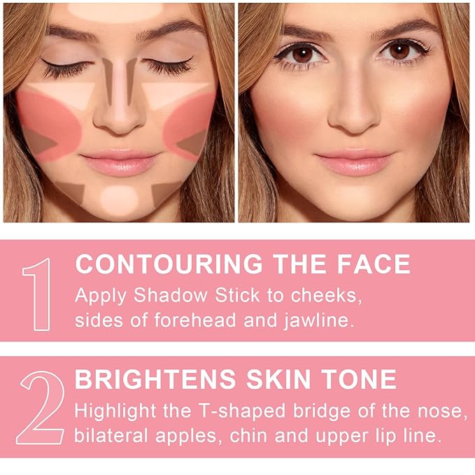 6 Colors Cream Contour Stick Makeup Kit, Shades with Highlighter, Blush and Double-End Bronzer Contour Stick for Sculpt the Cheeks, Long Lasting, Waterproof, Matte & Dewy Finish(SET C)-Velvo Beauty