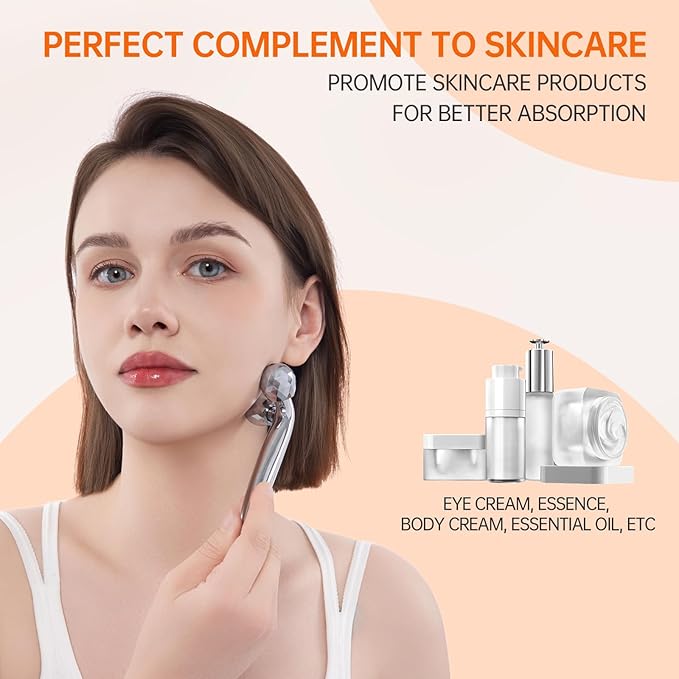 3D Gua Sha Facial Tools Metal Face Roller Stainless Steel Gua Sha Set Cooling Massage Tools for Reduce Puffiness, Firm Skin, Anti-Aging Care - Daily Facial Sculpting Gift for Women-Velvo Beauty