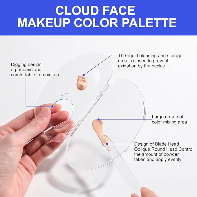 BS-MALL Makeup Mixing Palette Acrylic Mixing Tray with Spatula Artist Tool for Mixing Cosmetic/Nail Polish/Pigment Blending-Velvo Beauty