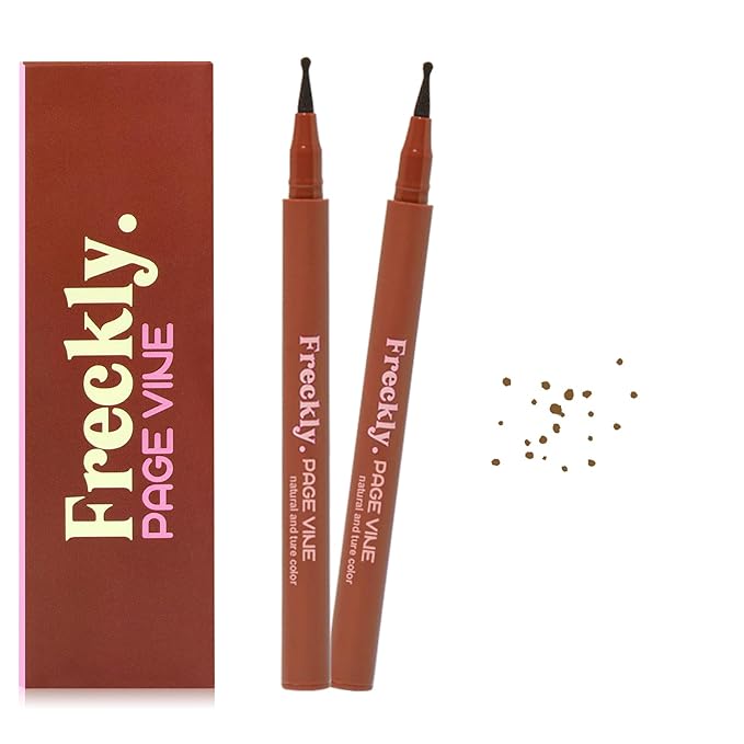 Freckle Pen,2 PCS Faux Freckle Stamp Waterproof,Fake Face Freckles Stain Makeup Long Lasting Quick Dry,Natural Lifelike Soft Dot Freck Pen 2PCS-02 Medium-Velvo Beauty