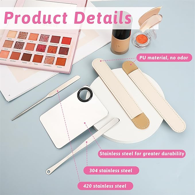 Makeup Mixing Palette, 5 Piece Set Makeup Palette Tray, Foundation Mixing Palette with Stir Stick, Spatula for Foundation Eye Shadow Lipsticks-Velvo Beauty