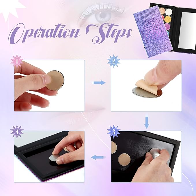 2 Pieces Magnetic Palette Mermaid Empty Palette with Mirror and 36 Pcs Adhesive Metal Empty Palette Stickers Large Mermaid Makeup Empty Palette for Eyeshadow Lipstick Blush Powder-Velvo Beauty