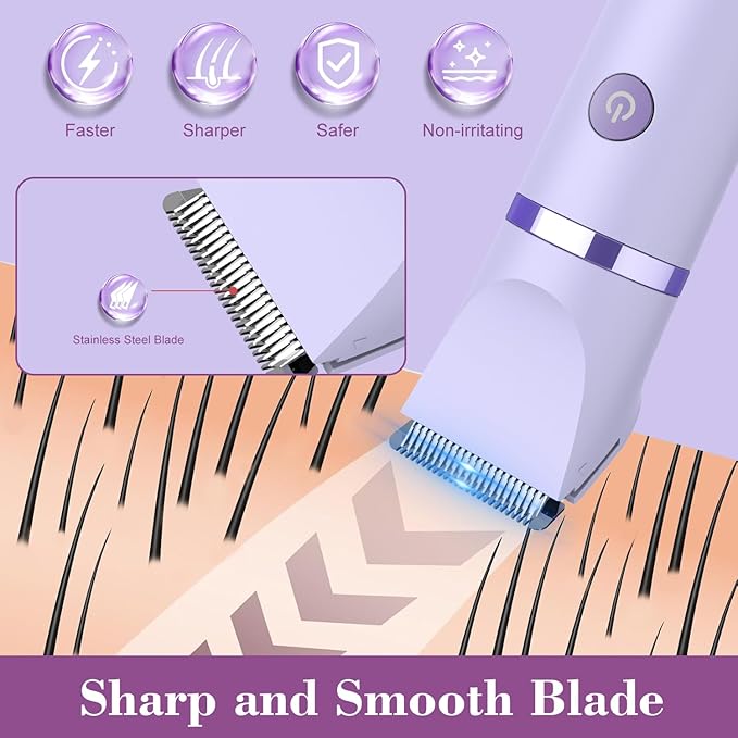 3-in-1 Electric Razor IPX7 Waterproof Bikini Trimmer Wet & Dry Use Painless Personal Trimmer Groomer for Ladies Face Body Legs Bikini Public Hairs Electric Lady Shaver with Replaceable Heads-Velvo Beauty