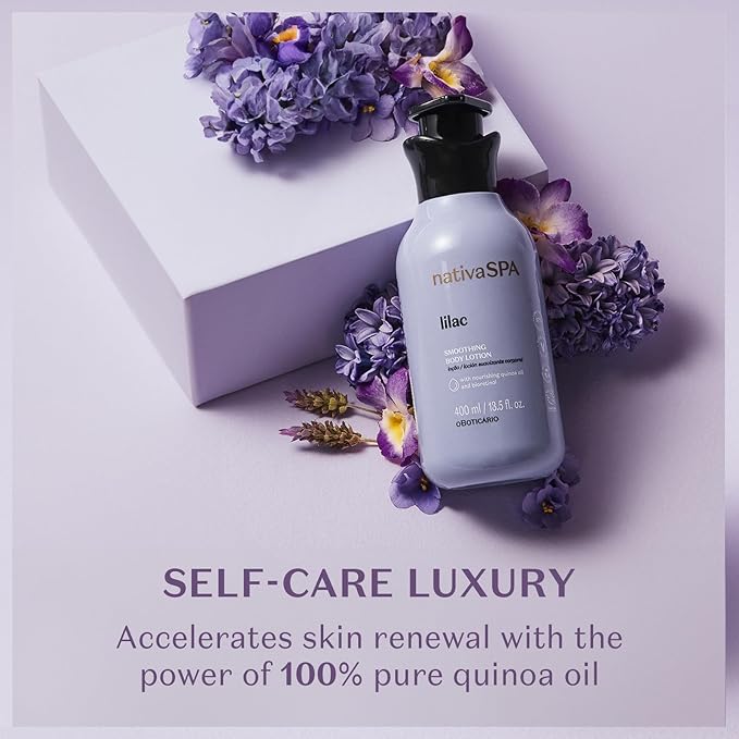 Nativa SPA by O Boticário, Lilac Smoothing Body Lotion with Nourishing Quinoa Oil + BioRetinol, Fragranced Skin Moisturizer, 13.5 Ounce-Velvo Beauty