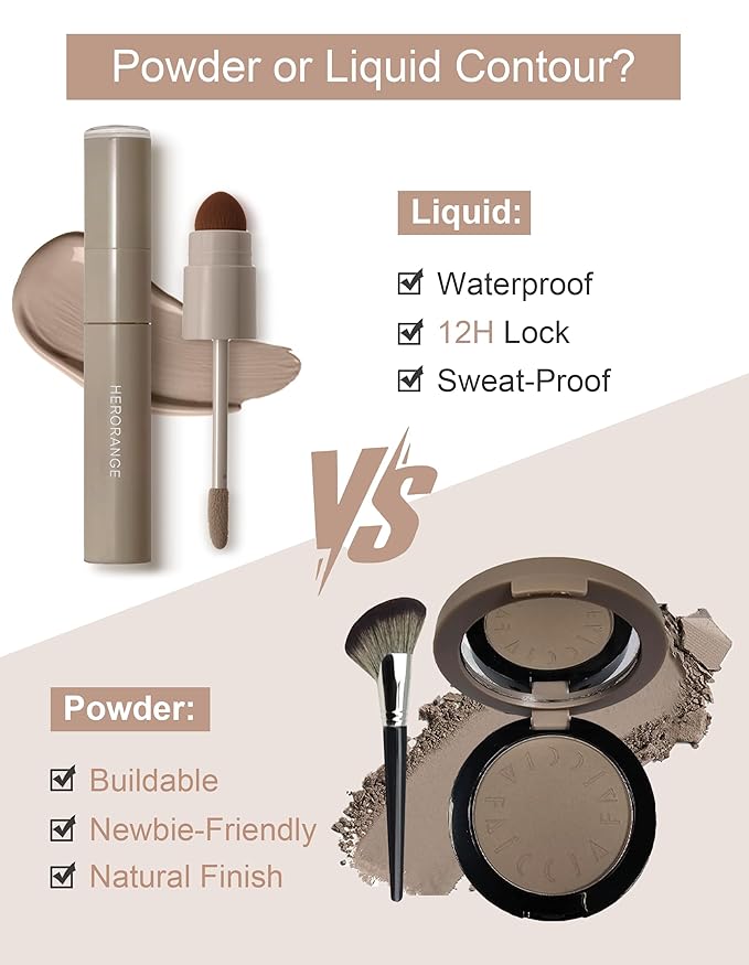 Cool Toned Contour Palette with Mirror, Taupe Grey Contour Powder for Fair Pale Light Cool Toned Skin, Nose Contouring Bronzer Powder with Face Brush-Velvo Beauty