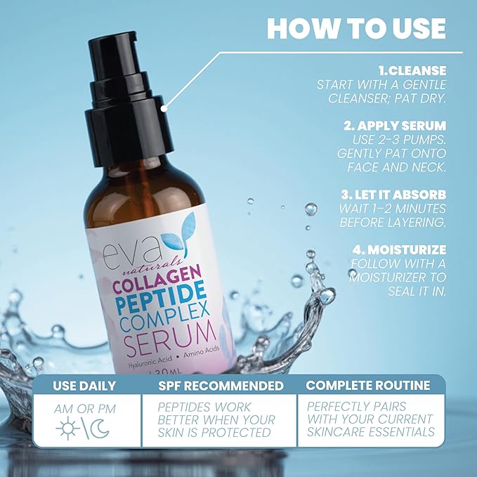 Collagen Peptide Serum for Face – Anti Aging Facial Treatment with Peptides & Hyaluronic Acid – Gentle Formula for Sensitive Skin, Microneedling Pen, Derma Roller, Skin Firming & Hydrating (1 Oz)-Velvo Beauty
