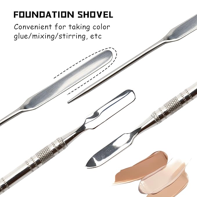 Makeup Spatula and Palette Set, Facial Makeup Tools, Including Eye Shadow/Eyelashes/Nail/Foundation With Makeup Mixing Palette + Blending Stick + Blending Spatula + Foundation Brush-Velvo Beauty