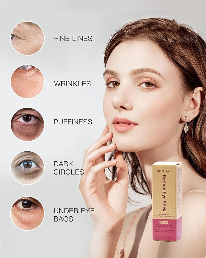 Retinol Eye Stick, Eye Brightener Balm, SPF 30+ Retinol Eye Cream With Hyaluronic Acid, For Dark Circle and Puffiness, Visible Results in 1-2 Weeks, Anti Aging Under Eye Cream for Wrinkles and Bags Reduces Fine Lines, 0.1oz-Velvo Beauty