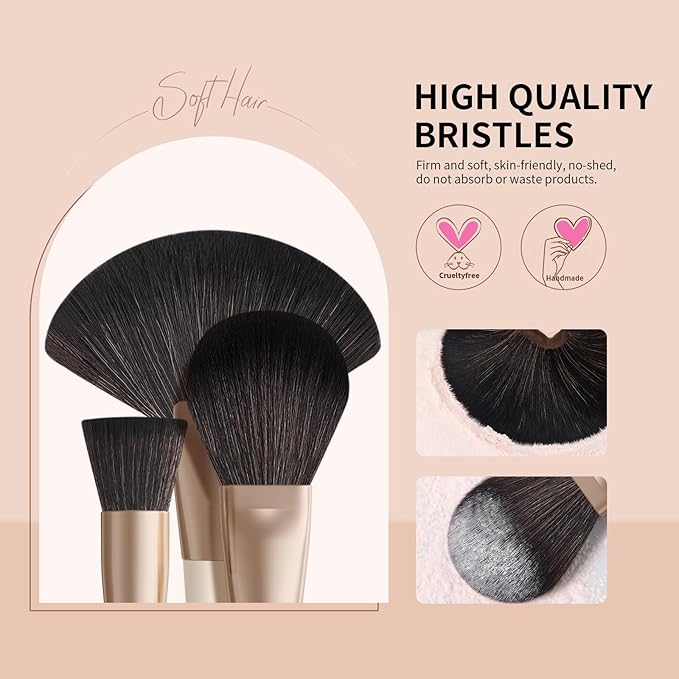 docolor Makeup Brushes Professional 30Pcs Make up Brushes Set Premium Synthetic Kabuki Foundation Blending Brush Face Powder Blush Concealers Eye Shadows Beige-Velvo Beauty