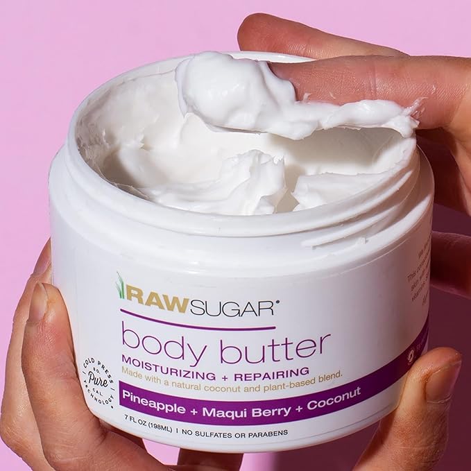 Raw Sugar Pineapple + Maqui Berry + Coconut Hand Soap, Body Scrub & Body Butter Bundle, Body Care for Dry Skin, Exfoliate and Moisturize, Hand Wash + Body Care - Formulated without Sulates and Paraben-Velvo Beauty