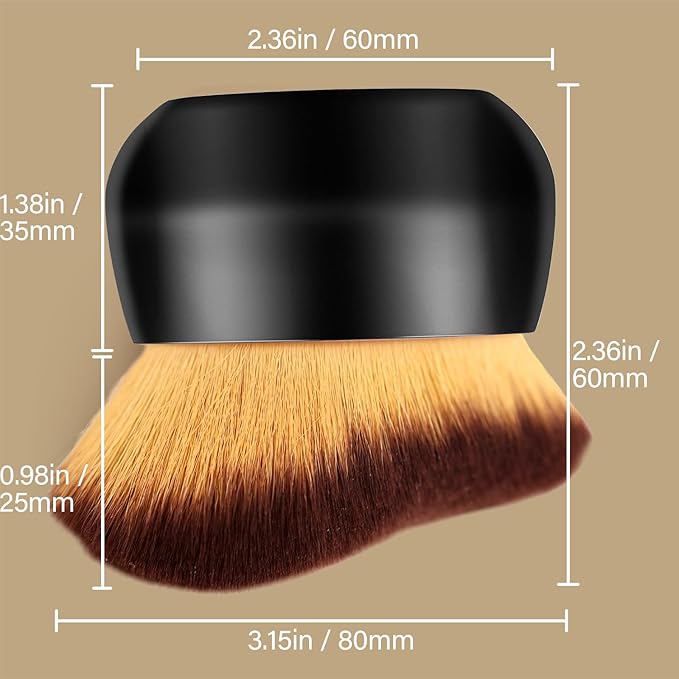 Extra Large Body Makeup Brush For Self Tanner, Leg Makeup &Bronzer Blend,75 mm Wide-headed Kabuki Brush Provides More Even& Pretty Application, Sunscreen Face& Back Makeup Brush, Wet& Dry Use- Black-Velvo Beauty