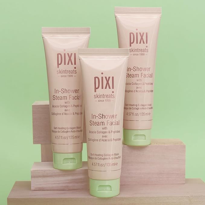 Pixi In-Shower Steam Facial | Gel-to Oil Cleanser for Radiant Skin | Deeply Nourishes, Softens & Tones | Self-heating for Use in Shower or Bath | 4.6 fl oz/ 135 ml-Velvo Beauty