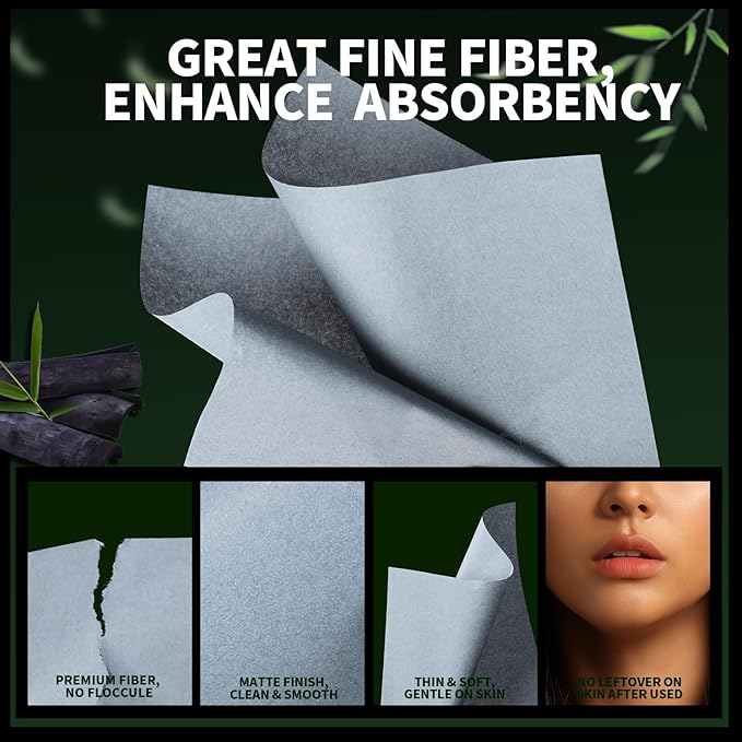 1200PCS Blotting Paper for Oily Skin, Natural Bamboo Charcoal Blotting Paper, 100 * 70MM Large Oil Blotting Sheets for Face, Makeup-Velvo Beauty