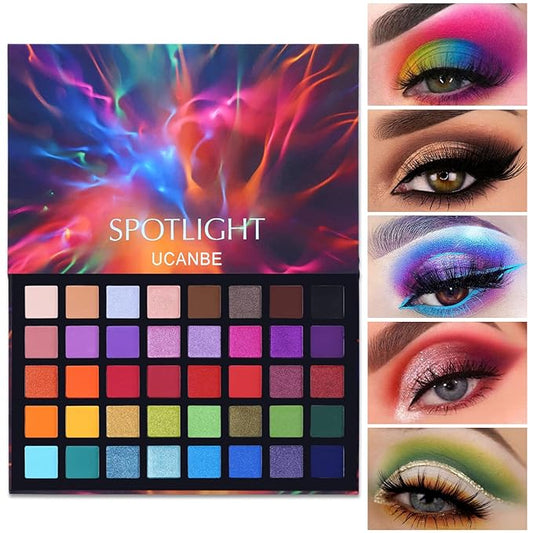 UCANBE Spotlight Eyeshadow Palette Professional 40 Color Eye Shadow Matte Shimmer Makeup Pallet Highly Pigmented Colorful Powder Long Lasting Waterproof Eye Shadow-Velvo Beauty