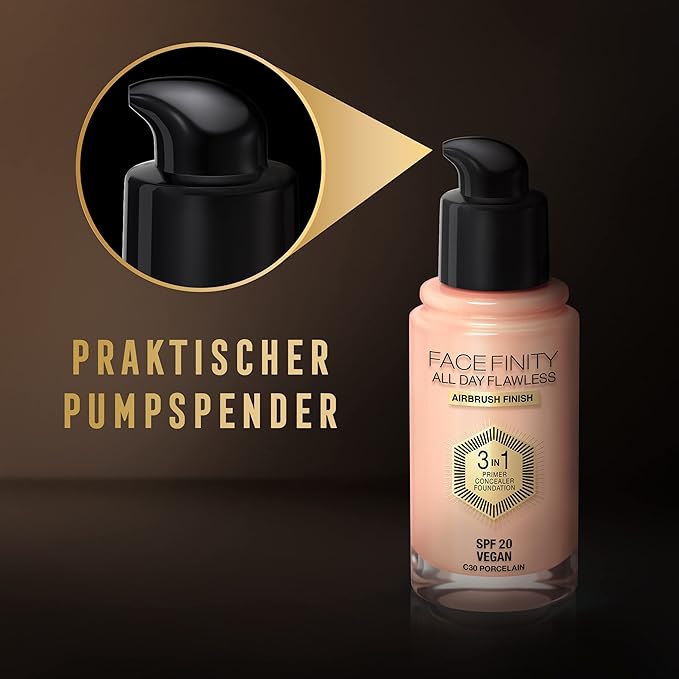 Max Factor Facefinity All Day Flawless 3 In 1 Foundation SPF 20, No. 30 Porcelain-Velvo Beauty
