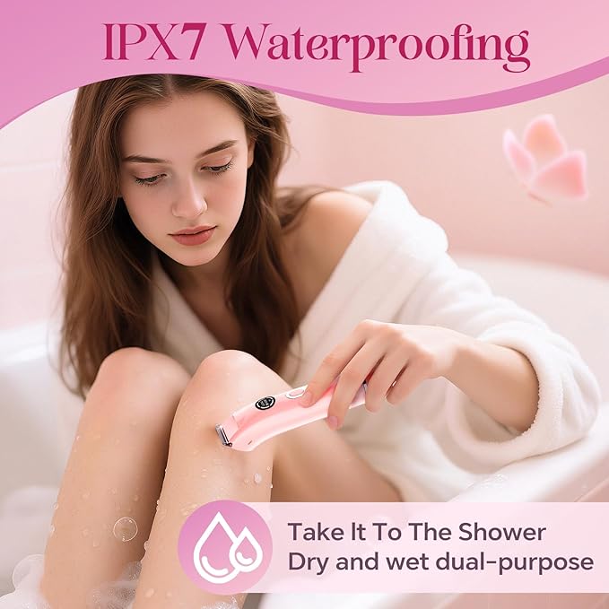 Bikini Trimmer for Women|Hair Removal Shaver - Painless Electric Razor, Cordless Body Shaver for Travel, Replaceable Lady Facial Razor|Trim Nasal/Eyebrows, IPX7 Waterproof&Easy Cleaning, Ceramic Blade-Velvo Beauty