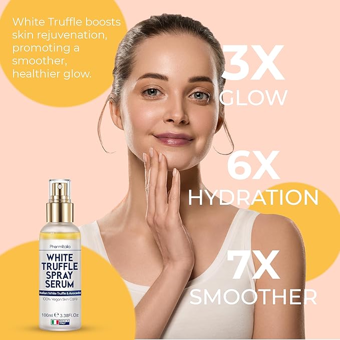 Italian White Truffle Spray Serum - Vegan Skin Care - Face Mist Hydrating Spray with Avocado & White Truffles - Face Serum for Radiant Skin - 3.38 Fl Oz-Velvo Beauty