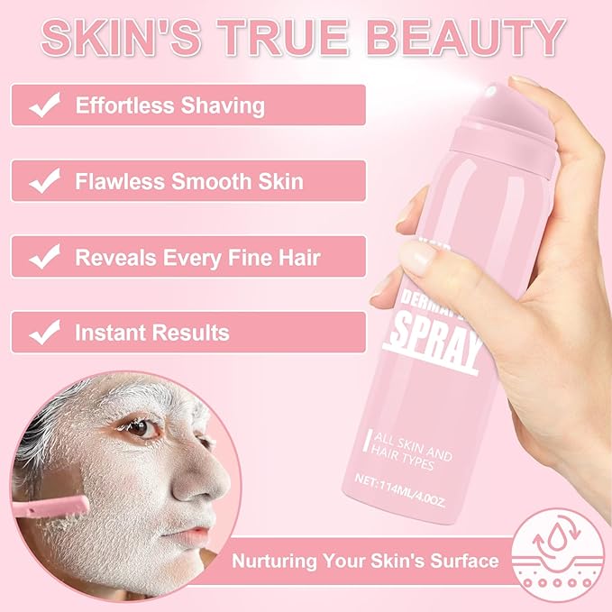 1PC Hair Identifier Spray for Face Shaving Dermaplaning Tool Skin Body for Women with 4 Face Razor for Skin Shaver Hair Removal Kit Suitable for all Skin Types-Velvo Beauty