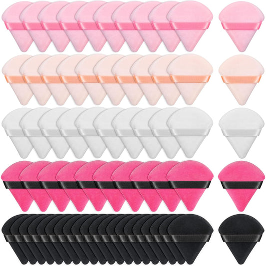 Caffox 60pcs powder puffs for face powder, Triangle Powder Puff for Setting Powder, Makeup Puffs for Loose Powder and Press Powder, Makeup Sponge Powder Applicator for Face and Eye-Velvo Beauty