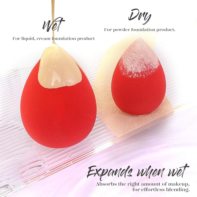 BEAKEY Makeup Sponge 5 Pcs Set, Latex-Free and Soft Boun Boun Beauty Sponge for Blending, Makeup Sponges for Foundation, Liquid, Cream and Powder. Blender for Enhanced Make Up Application-Velvo Beauty