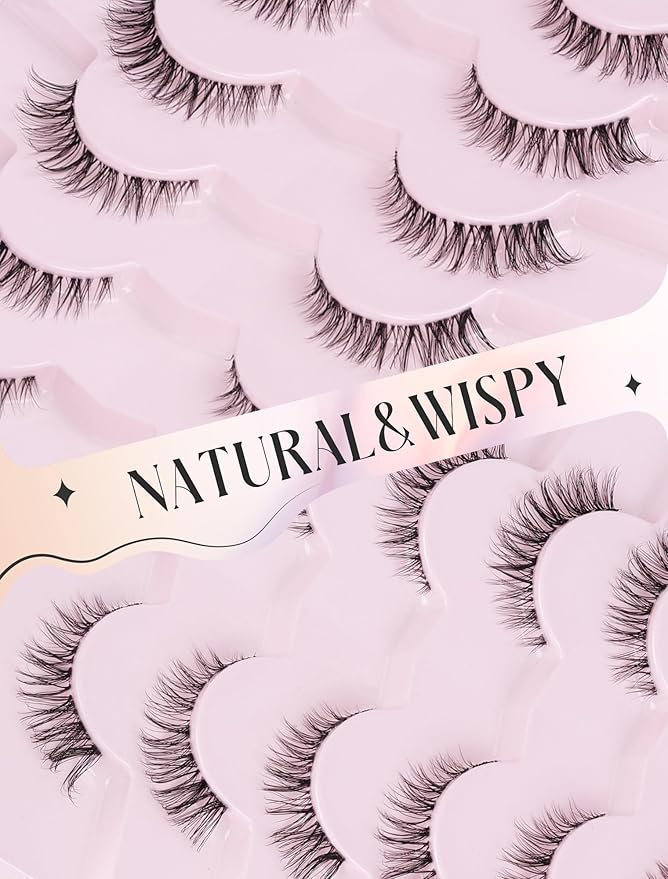 Wispy Lashes Natural Look Fake Eyelashes Natural Lashes False Eyelashes Wispy Fake Lashes Natural Eyelashes Clear Band Lashes UP20-Velvo Beauty